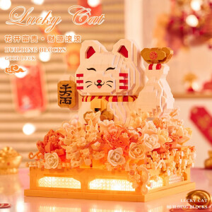 Figura de bloques Manekineko de la suerte