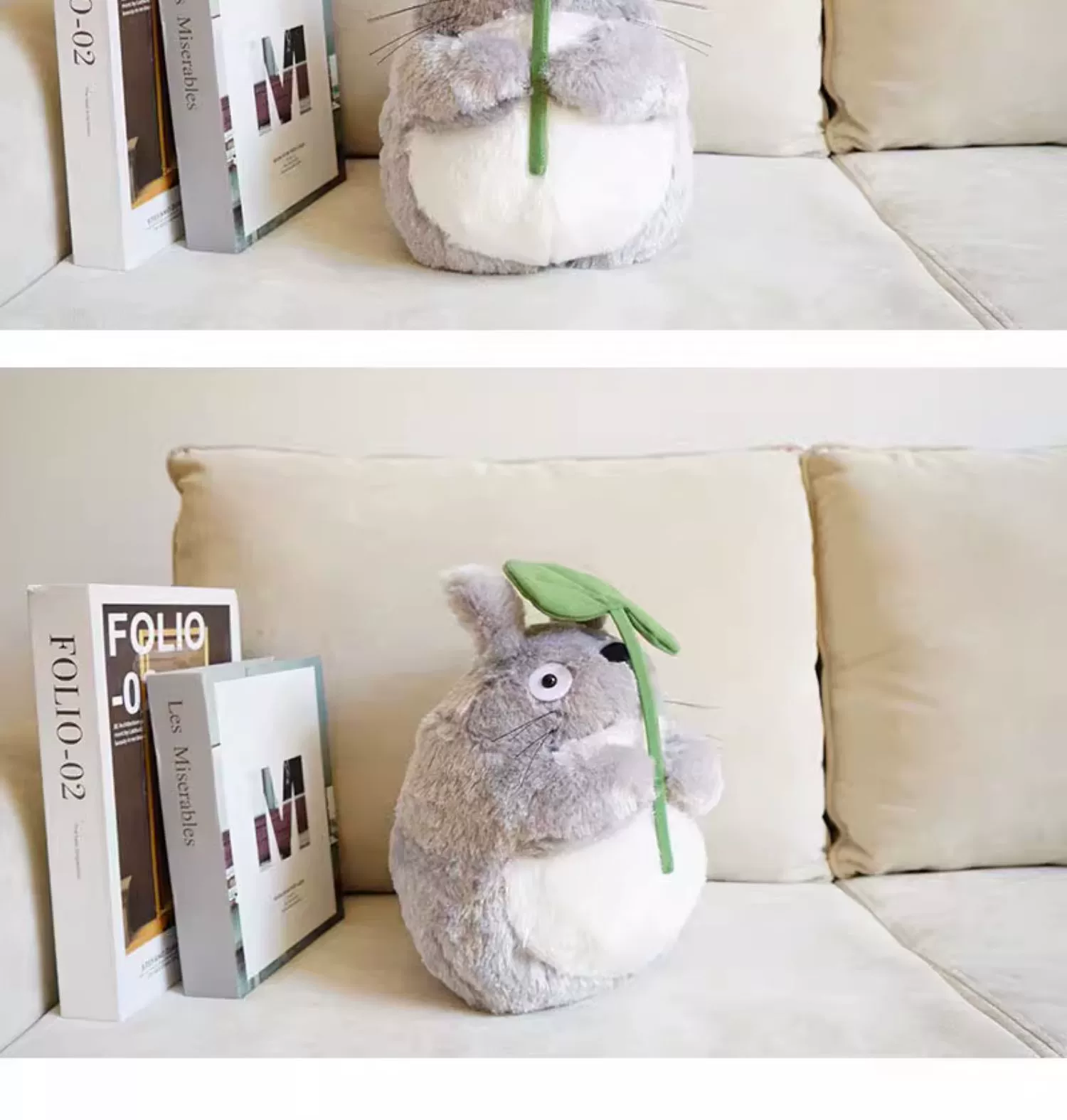 Peluche oficial de Totoro con hoja de loto de Studios Ghibli