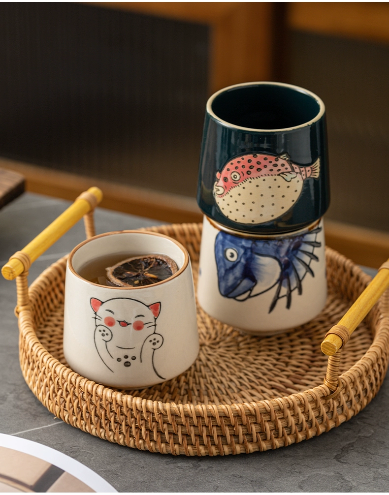 Taza de cerámica estilo japonés con animales 7