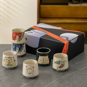 Taza de cerámica estilo japonés con animales 1