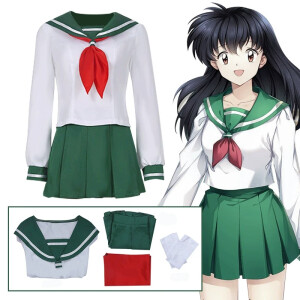 Set cosplay de Kagome de Inuyasha uniforme escolar verde