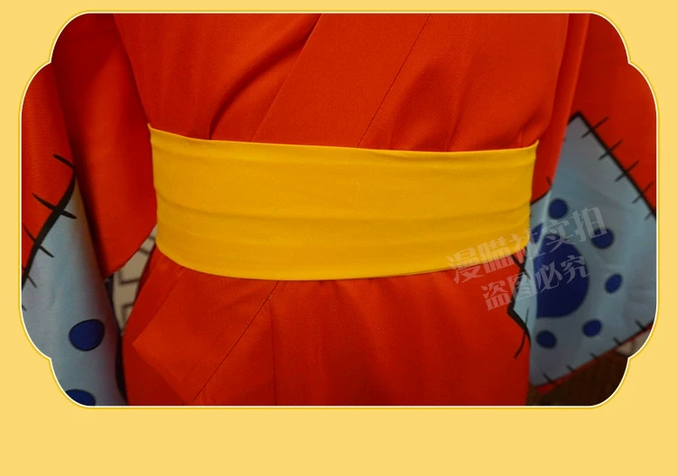 Yukata rojo de Luffy de Cosplay de One Piece País de Wano 8