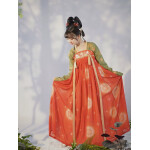 Conjunto ropa china hanfu estilo Tang con diseño de flores y jade 1 Conjunto ropa china hanfu estilo Tang con diseño de flores y jade 1