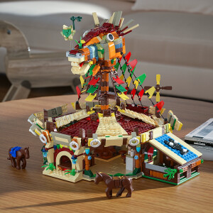 Maqueta de bloques inspirada en posada de Zelda Tears of the Kingdom