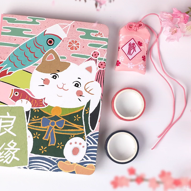 Set de cuaderno con diseño japonés de gatos protectores 3
