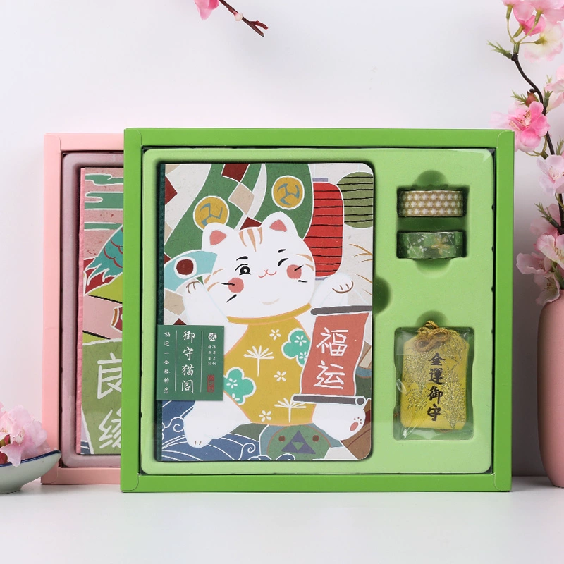 Set de cuaderno con diseño japonés de gatos protectores 5