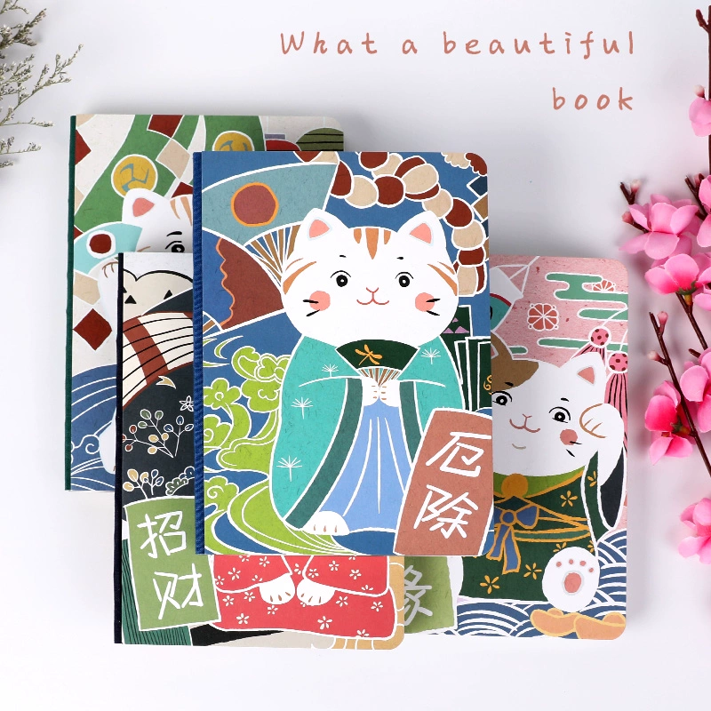 Set de cuaderno con diseño japonés de gatos protectores 7