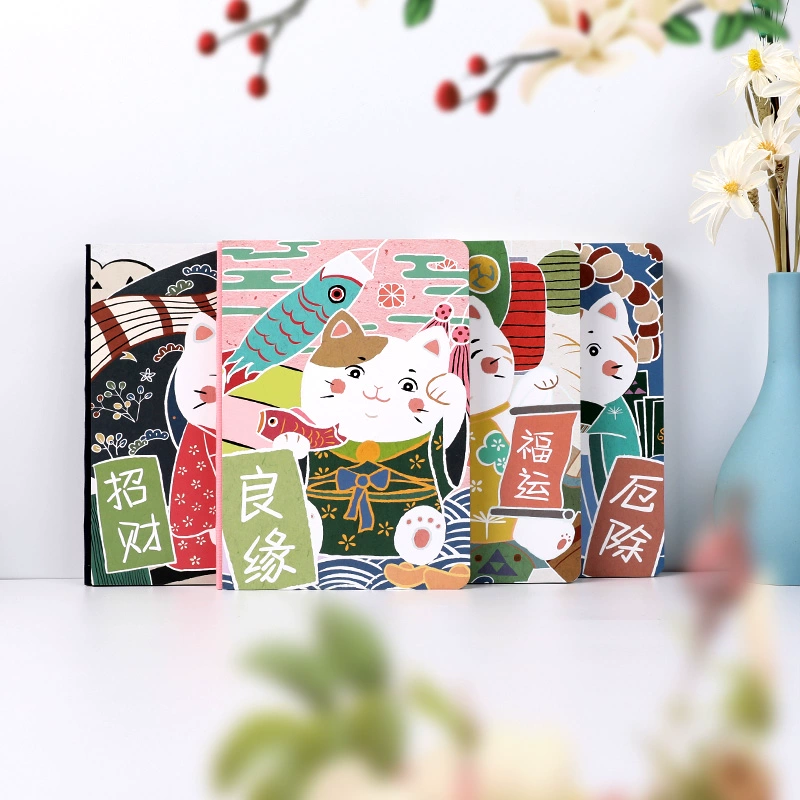 Set de cuaderno con diseño japonés de gatos protectores 8