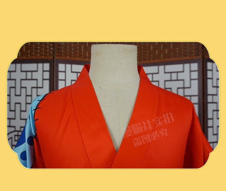 Yukata rojo de Luffy de Cosplay de One Piece País de Wano 6
