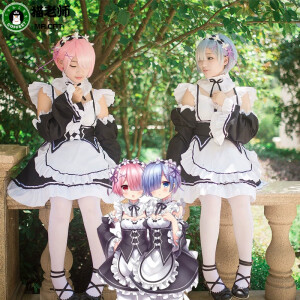 Set de cosplay vestido maid de Rem y Ram - Re:zero