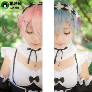Set de cosplay vestido maid de Rem y Ram de Re:zero