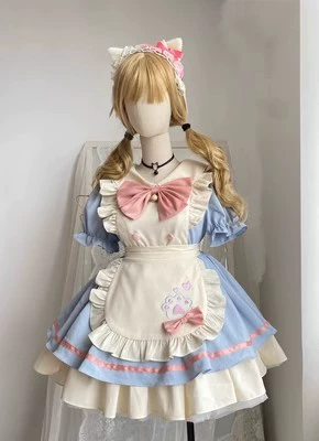Vestido maid de lolita kawaii con delantal de gato 6