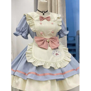 Vestido maid de lolita kawaii con delantal de gato 1