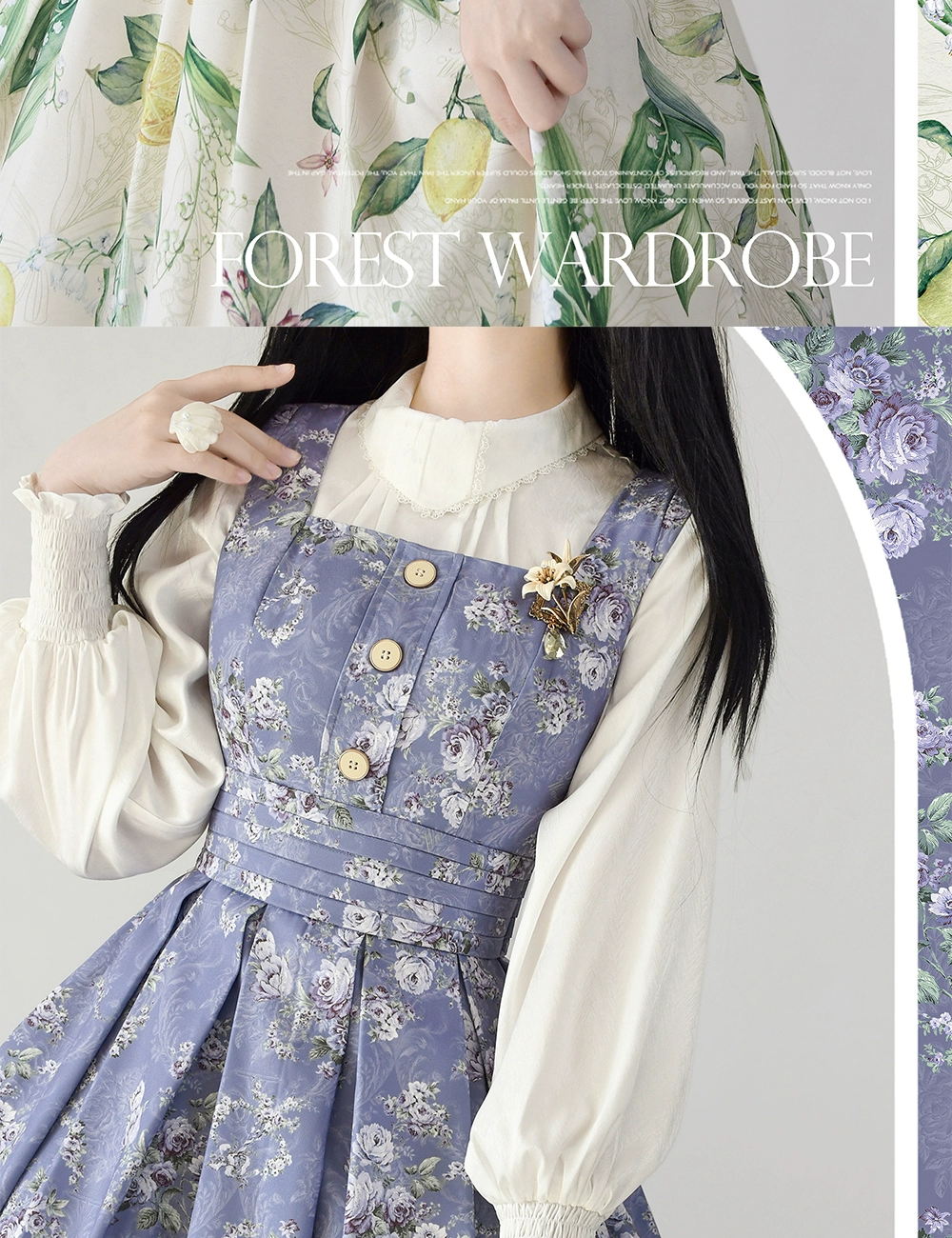 Vestido de lolita vintage con patrón floral de Forest Wardrobe 8