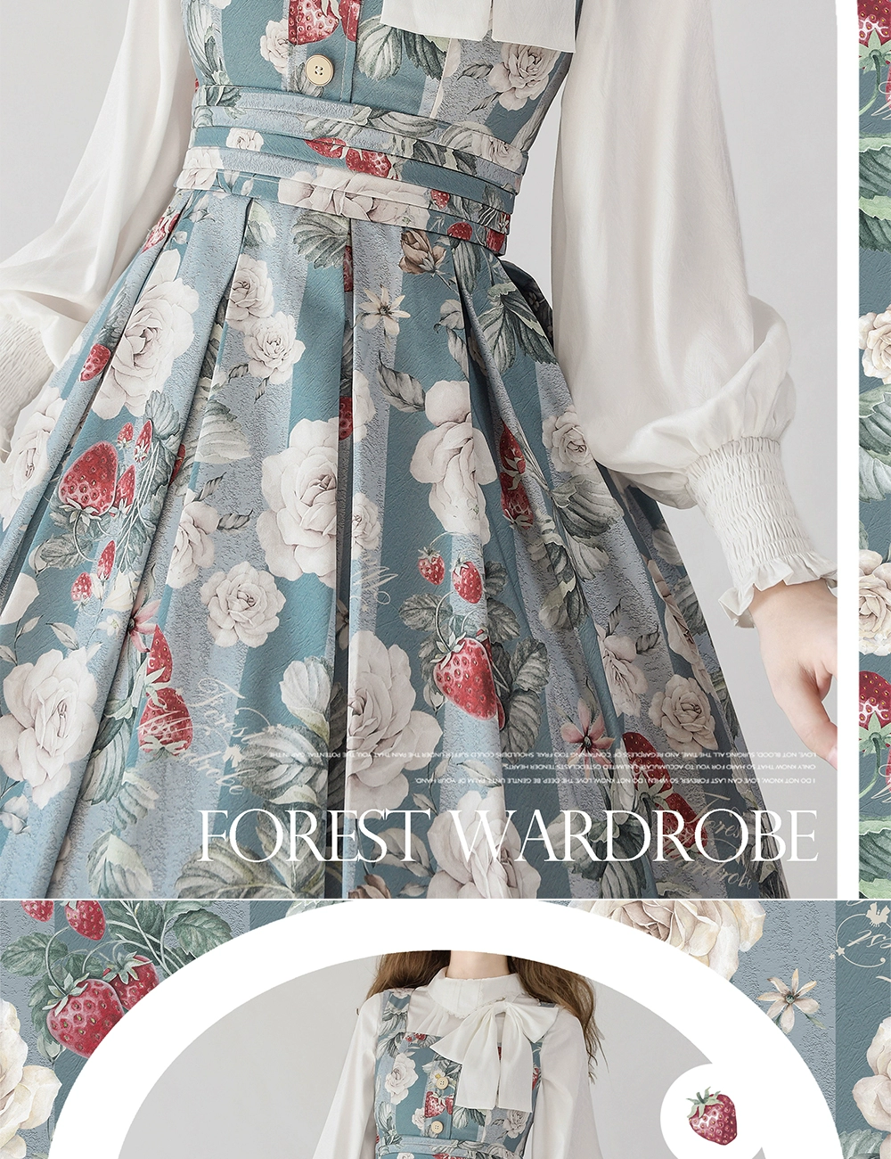 Vestido de lolita vintage con patrón floral de Forest Wardrobe 6