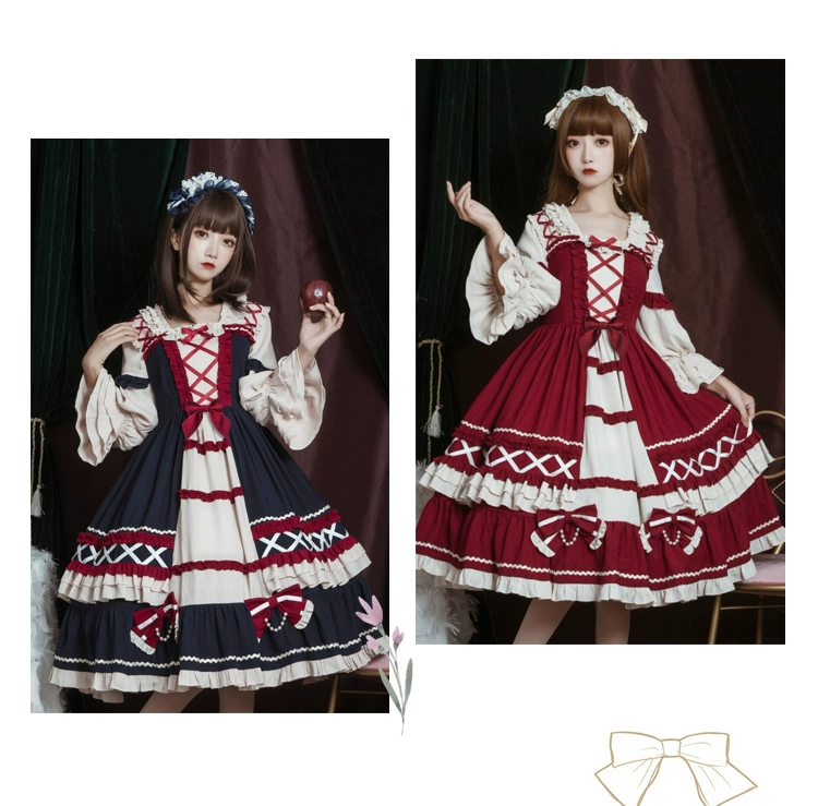 Vestido de lolita azul marino o rojo estilo Princesa Blancanieves 7