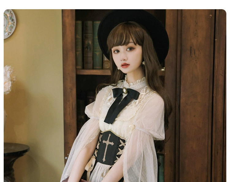 Vestido de lolita negro vintage con motivo de relojes de Rose Island 5