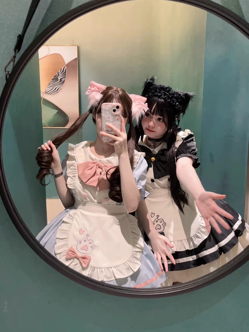 Vestido maid de lolita kawaii con delantal de gato 7
