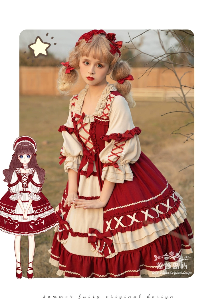 Vestido de lolita azul marino o rojo estilo Princesa Blancanieves 6