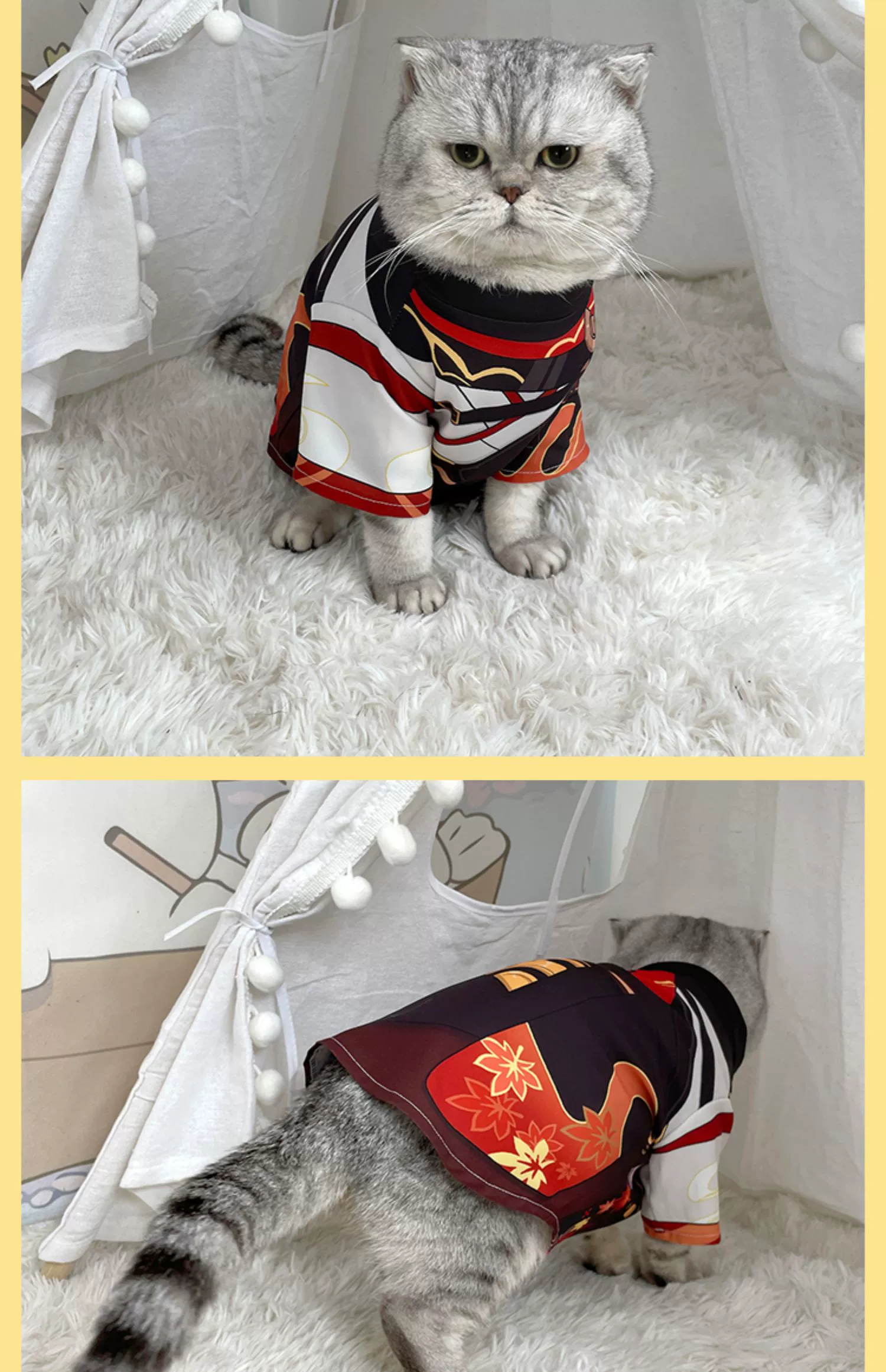 Cosplay de Genshin Impact para gatos camisetas para mascotas 4