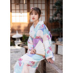 Yukata azul y blanco con estampado floral ropa tradicional japonesa frikimall 4 Yukata azul y blanco con estampado floral ropa tradicional japonesa frikimall 4