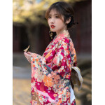 Yukata con flores de cerezo morado y rosa - ropa tradicional japonesa Yukata con flores de cerezo morado y rosa - ropa tradicional japonesa