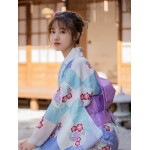 Yukata azul y blanco con estampado floral ropa tradicional japonesa frikimall 3 Yukata azul y blanco con estampado floral ropa tradicional japonesa frikimall 3