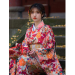 Yukata con flores de cerezo morado y rosa ropa tradicional japonesa frikimall 2 Yukata con flores de cerezo morado y rosa ropa tradicional japonesa frikimall 2