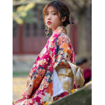Yukata con flores de cerezo morado y rosa ropa tradicional japonesa frikimall 1 Yukata con flores de cerezo morado y rosa ropa tradicional japonesa frikimall 1
