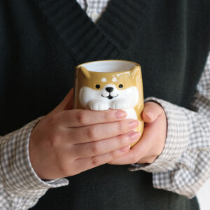 Taza japonesa con gato, shiba inu y conejo DECOLE cerámica japonesa