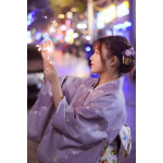 Yukata japonés morado Aokimoto yukata tradicional con sakura Frikimall 2