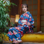 Yukata japonés gatos kawaii azul rojo blanco kimono ligero tradicional Frikimall