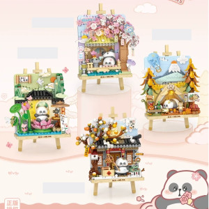 Cuadro 3D Four Beautiful Seasons Mr. PA – figura bloques Panda LoZ