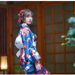 Yukata japonés gatos azul rojo blanco kimono ligero tradicional Frikimall