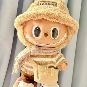 Ropa para Labubu 38 cm estilo kawaii - suéter a rayas y gorro