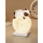 Lámpara gato luna Luz de noche gato siamés con luna 3 colores Frikimall